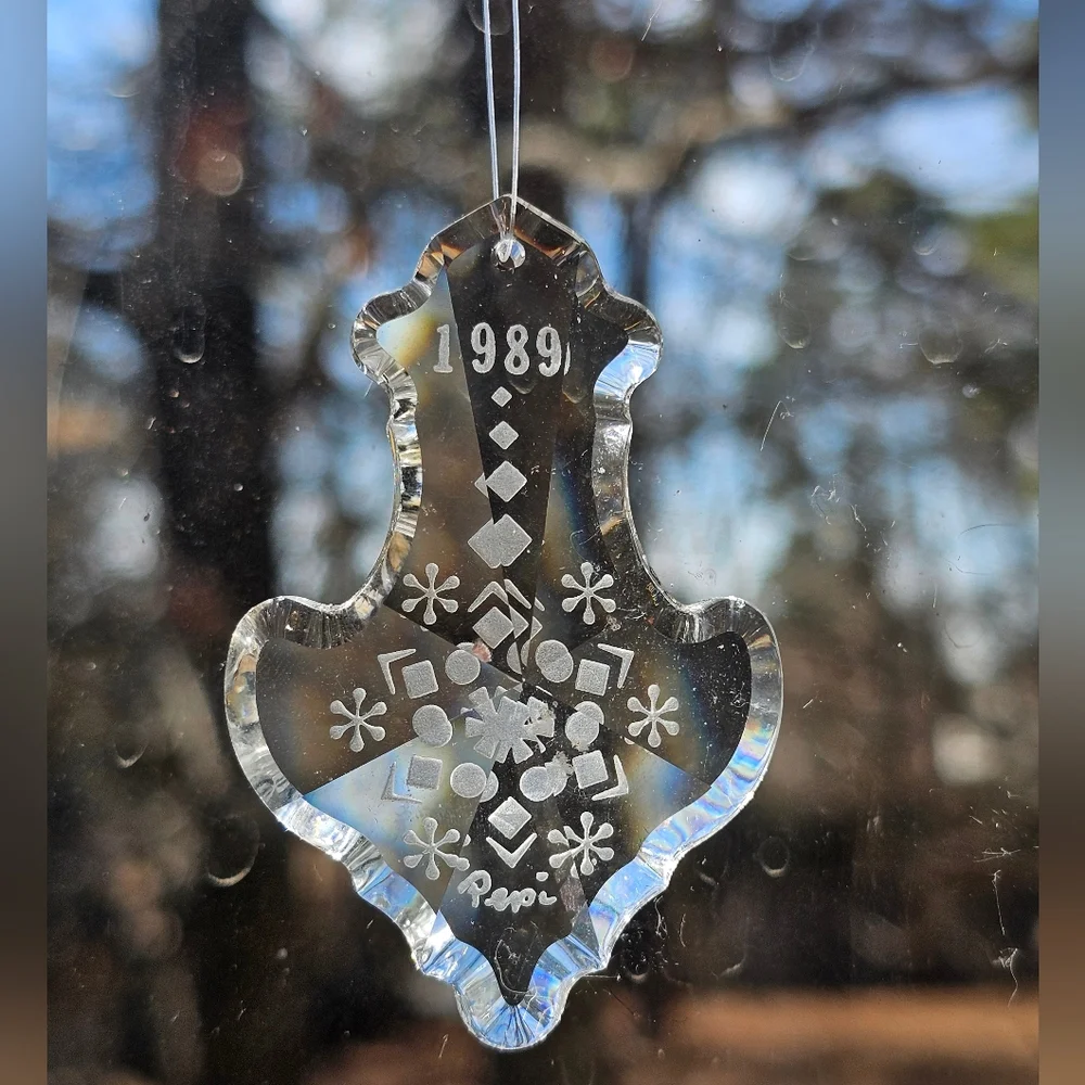 Pepi M Herrmann 1989 Lead Crystal Anchor Shaped Etched Ornament‎ Clear Vtg 80s